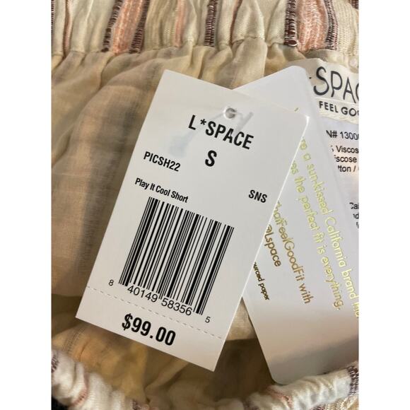 L Space Women's Size Small Shorts Multicolor Tan Neutral Striped Pockets NWT - Picture 9 of 10